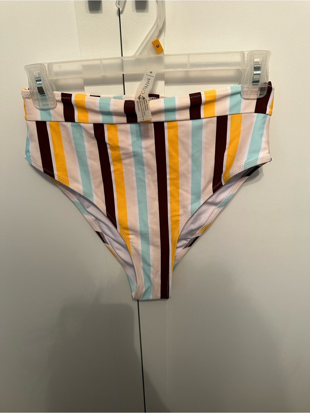Cupshe Pastel Stripe High-Waist Bikini Bottoms